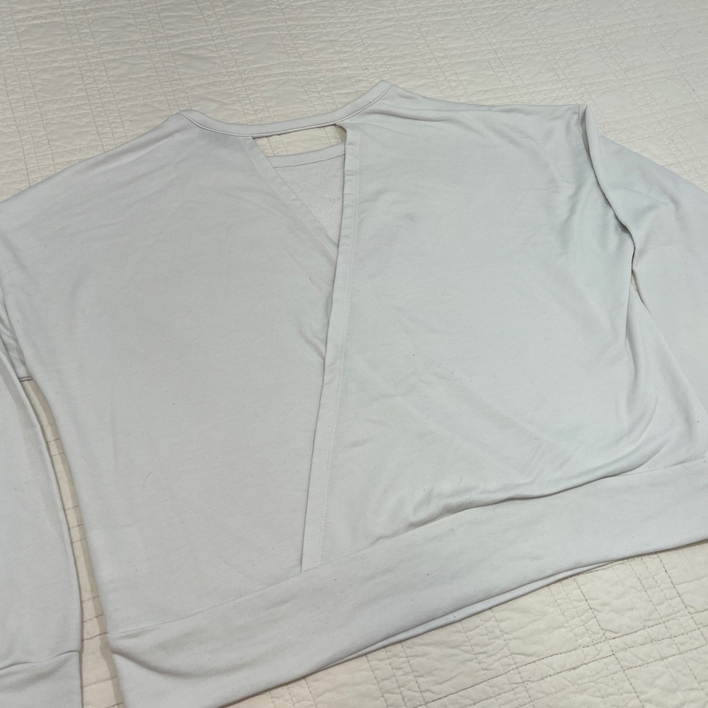 Nike Womens White Open Envelope Back Sweatshirt Relaxed Fit Large *Note